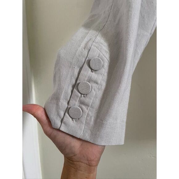 J.Jill Pants Women's Medium Linen Stretch Light Gray Button Hem Cropped Pants - Picture 3 of 7